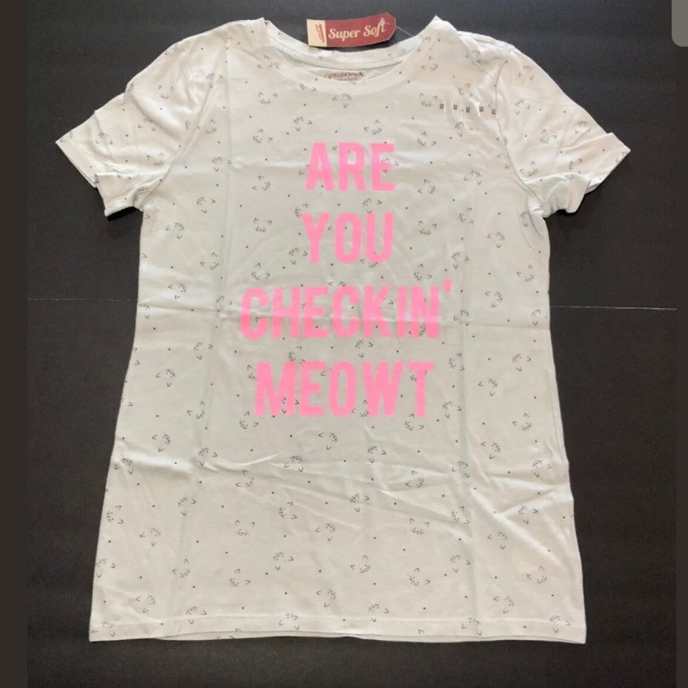 New Arizona Jean Juniors Cat Grey Graphic Tee